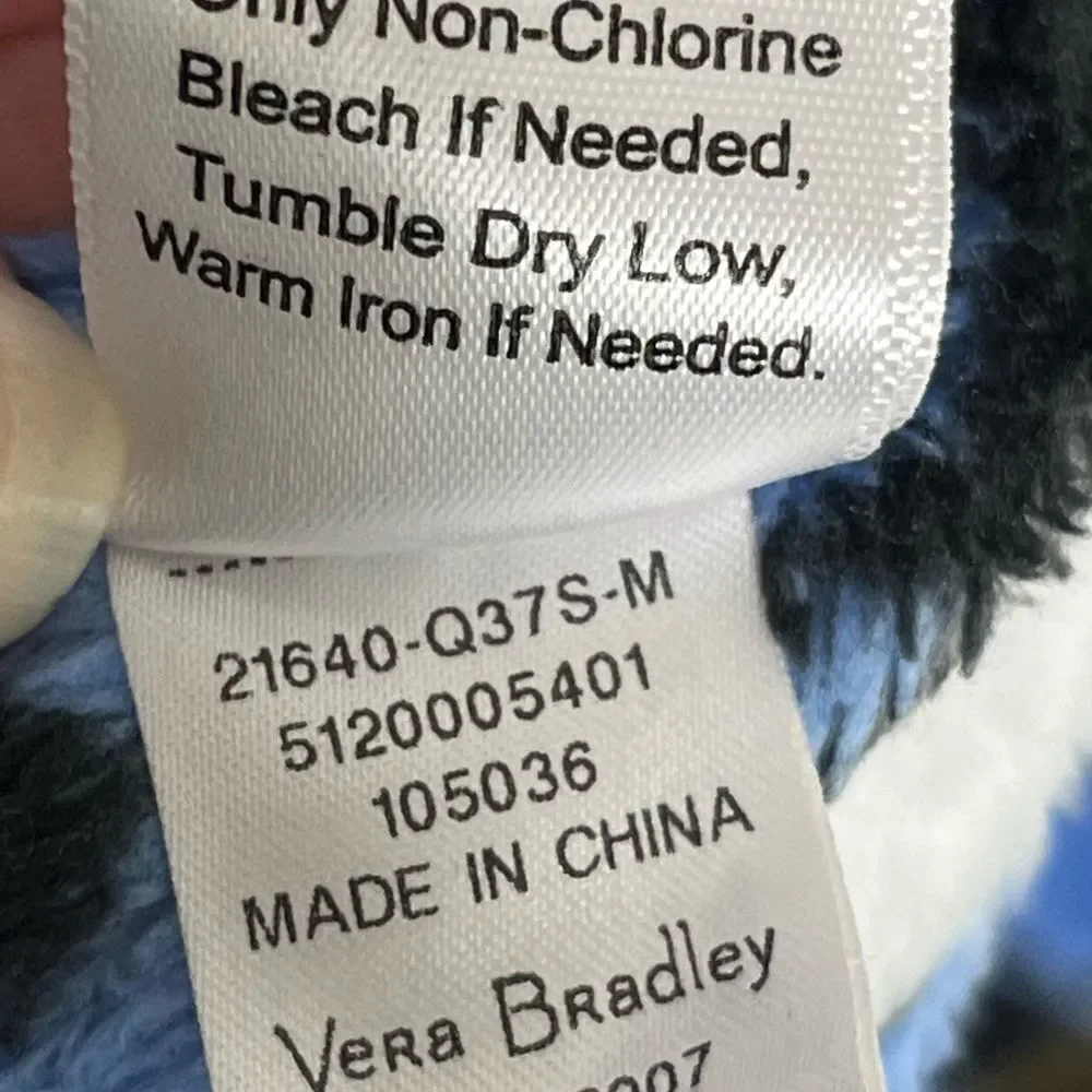 Vera Bradley Penguin Hooded Fleece Robe‎ With Belt Front Pockets Women's S/M